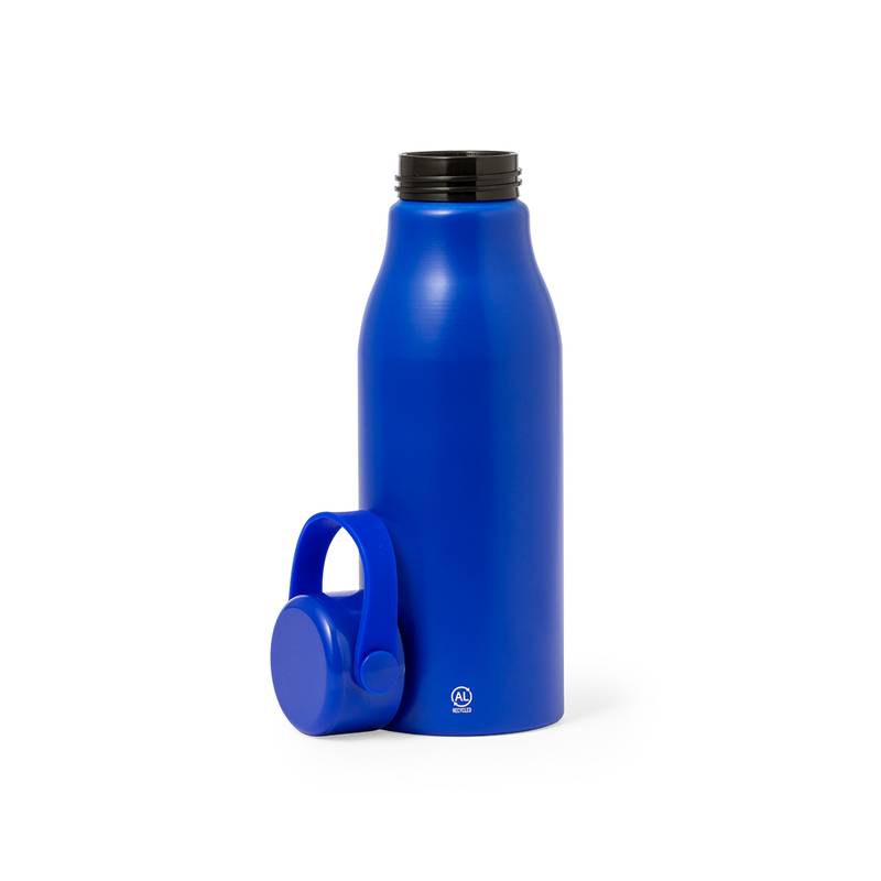 Blue water bottle with cap