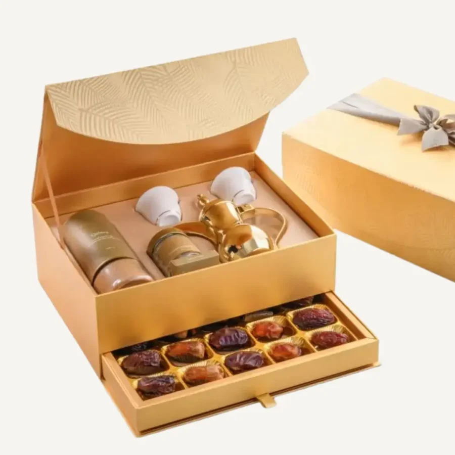 Gold Palm Qahwa Gift Set with Drawer (Ramadan Gifts)
