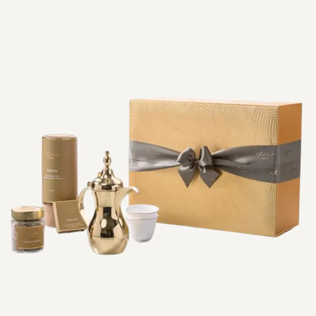 Gold Palm Qahwa Gift Set with Drawer (Ramadan Gifts)