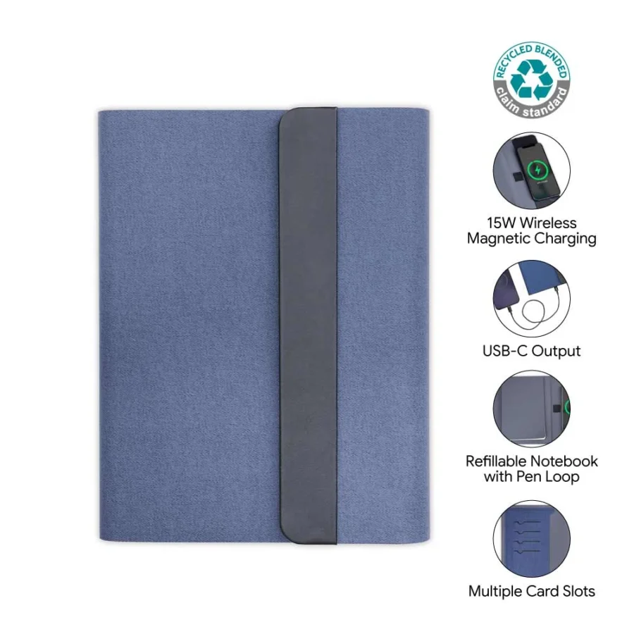 BERGMUND Santhome 10000mAh Magnetic Wireless Power Bank Portfolio – Navy Blue